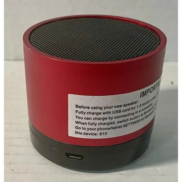 Mini Portable Bluetooth Speaker Red 2”H x 2.25”W Includes Charging Cable Tested - Picture 4 of 9